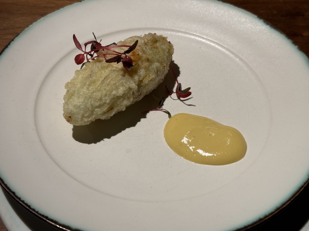 グリンピースリゾット　ズッキーニの花